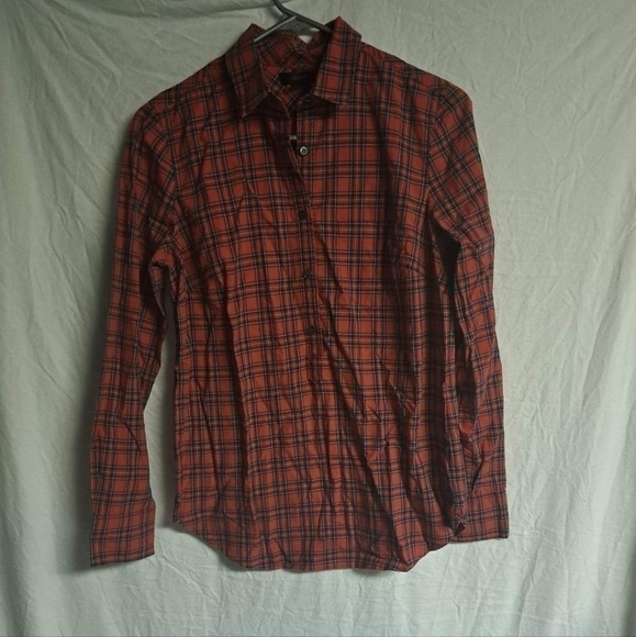 🧡J.CREW Plaid Button Down Top - Picture 1 of 5